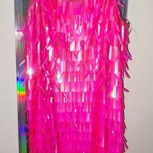 Pink Fringe Mini Dress